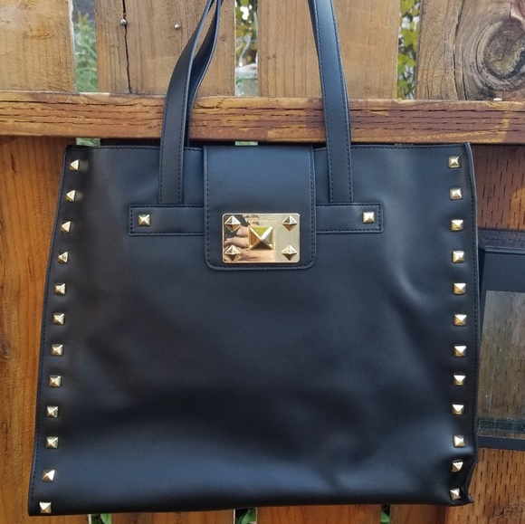 Vince Camuto Bags Vince Camuto Black Leather Studded Tote Bag